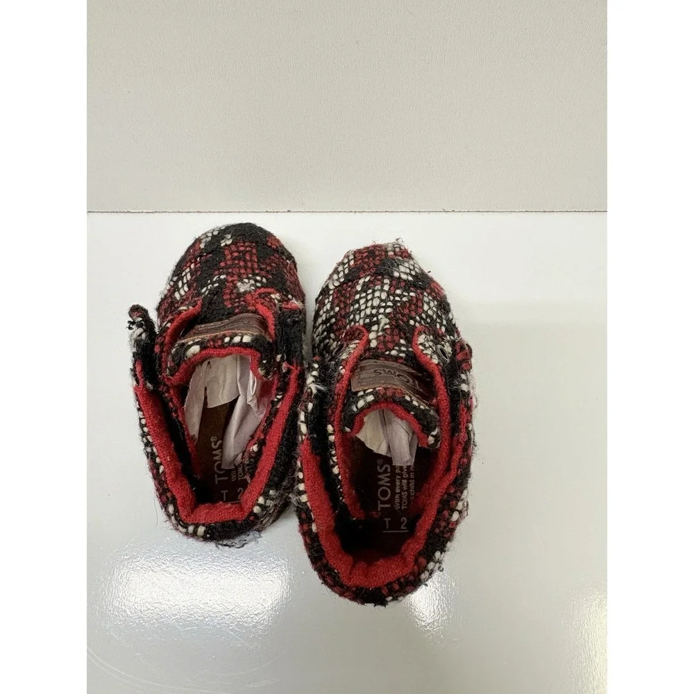 TOMS‎ Shoes Kids 2T Black, Red, White Slip On For Infants